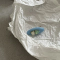 Pince à cheveux ovale bleue avec strass cœur vert et gemme rectangulaire claire - Bleu (Pince Ovale Strass)