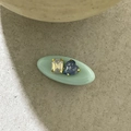 Barrette à cheveux avec strass coeur bleu et carré clair sertis d'or sur plateau - Bleu Blanc (Pince Ovale Strass)