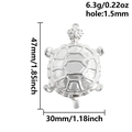 Silver stainless steel turtle pendant with detailed shell texture and sizing measurements - Silver Turtle (S2729-S)
