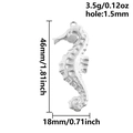 Seahorse shaped stainless steel pendant charm 46mm height with 18k gold plating details - Silver Seahorse (S2730-S)