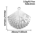 Ciondolo a conchiglia in acciaio inossidabile argento con stella marina da 26mm - Conchiglia Argento (S2743-S)