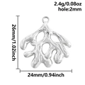 Pendente a corallo in acciaio inox argento per gioielli fai da te con foro da 2mm - Ramo di Corallo Argento (S2747-S)