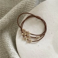 Élastique à cheveux marron à trois brins avec perles dorées et cristaux champagne - Café Clair (Perles Dorées)