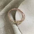 Élastique à cheveux perlé à trois brins vieux rose avec perles dorées et cristaux - Kaki (Perles Dorées)
