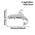 Pendentif poisson en acier inoxydable 304 avec détails d'écailles et trou de 3mm - Poisson (S2823-S)