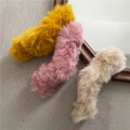 Detail view of plush faux fur hair claws in ginger, pink, and cream colors for autumn winter - Type H Curved Hair Clip (Random Color) (F7.5)