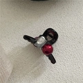 Mini hair claw clip in ice gray resin with red beads and faceted gemstone detail - Coffee Clip Red Beads