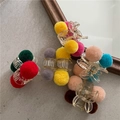 Colorful plush ball hair claw clip in vibrant colors with a transparent acrylic body - Type B Pom Pom Hair Claw (Random Color) (F7.5)
