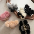 Furry pom-pom hair claws in pink, black, cream, and grey colors for winter season - Type G Short Faux Mink Fur (Random Color) (F7.5)