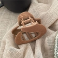 Deep camel velvet hair claw clip with vintage flocking texture on neutral fabric background - Dark Camel Flocked Hair Claw (F6.4)(J130-B3)