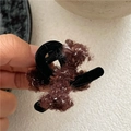 Plush brown and white woven hair claw clip in a soft velvet texture for autumn - Black Mini Contrast Color Plush Hair Claw (F7.3)(J132-B6)