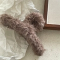 Chic brown plush hair claw clip with soft faux fur texture for autumn and winter - Brown Long Plush Hair Claw (K1.5)(J301-B11)