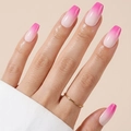 Lange ballerina kunstnagels met kleurverloop van roze naar melkachtig wit hoogglans - Cdmj-29-9
