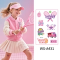 Kids waterproof temporary tattoo stickers in sports style pink tennis theme - Ws-a431 / 120*76mm
