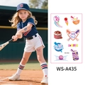 Tatuaggi temporanei impermeabili sportivi per bambini con motivi baseball e tennis. - Ws-a435 / 120*76mm