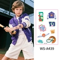 Adesivi per tatuaggi temporanei sportivi per bambini con temi di baseball e tennis - Ws-a439 / 120*76mm
