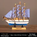 Mediterrane stijl blauw-wit gestreept houten zeilbootmodel voor tafeldecoratie huis - 1604-16cm Witte Zeilboot