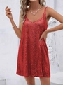 Mini abito sexy con paillettes rosse con scollo a V e spalline sottili per le feste - S24l0481-008-rosso / S
