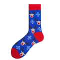 Festive Christmas crew socks featuring cartoon reindeer and snowflakes on blue background - 3752c / 38-46