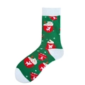 Green festive Christmas cotton crew socks with red cartoon reindeer mug patterns - 3742c / 38-46