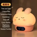 Reloj despertador digital inteligente con forma de conejo y luz rosa - Conejo Tímido (Rosa)
