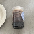 Detailed view of elastic hair ties in a clear jar with neutral black and brown tones - Coffee Multicolor