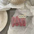 Detail von rot-weiß karierten Gingham-Haarspangen in transparenter Verpackung - Rot Karo