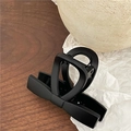 Close-up of black matte bow hair claw clip showing precise interlocking teeth and spring - Matte Bowknot Straight (Black) / Matte Black Straight Style