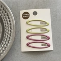 Detail of four leopard print resin hair clips in green and pink on fashion card - Purple and Yellow Combination (Large)