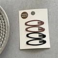 Set of four minimalist oval hair clips in dark brown and black on a jewelry card - Black and Dark Brown Combination (Small)