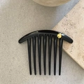 Minimalist 7-tooth black hair comb with a unique organic gold metal decorative accent - 7 Teeth / Solid Black (Side Comb)
