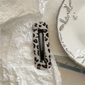 Detail of rectangular leopard print hair clip on textured white paper background - Off-White Rectangle (Leopard Print)