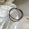 Dreiteiliges elastisches Haargummi-Set mit Leopardenmuster und braunen Perlen für Damen - G3.1 Doppeltes (leopardenmuster) Gummiband
