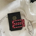 Detail of red polka dot rectangular hair clips on handmade card over white porcelain plate - BB Clip Pair / Bright Red - Rectangular