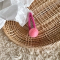 Detalle de la pinza de pelo de fieltro de lana rosa con pompón suave para niñas - Clip Magenta (Bola Rosa)