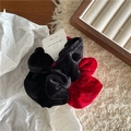 Detail of red and black velvet scrunchies with nice day for girl tag in gift setting - Velvet Scrunchies / Black and Red
