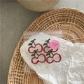 Set of four cute cherry fruit hair clips with red openwork design in thank you packaging - Cherry Style (B3.2)