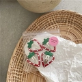 Set of four cute strawberry snap hair clips with red and green drip oil enamel finish - Strawberry Style (B3.2)
