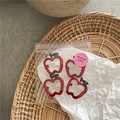 Set de cuatro pinzas para el cabello con forma de manzana roja y etiqueta de agradecimiento - Estilo Manzana (B3.2)