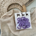 Pack of purple seamless high-elastic hair ties for kids on cream woven background - Purple