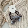 Detail of plaid bow hair ties on card packaging with hand made text and woven background - Blue Plaid Bowknot Hair Tie