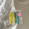 Set of four pastel yellow and green BB hair clips in a clear pouch for styling hair - H6.5 Blue Green And Yellow (Pea Shape)