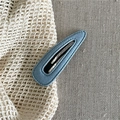 Close-up of sky blue linen fabric covered BB hair clip with fine stitching details - Light Blue Hollow Water Drop