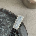 Elegant rectangle hair clip with light blue crystals and silver rhinestones for women - Grey Blue