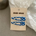 Set di due fermagli per capelli BB blu a pois su cartoncino kraft fatto a mano - Blu a pois