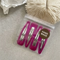 Close-up of four rose red matte metal BB hair clips on a minimalist stone surface - Rose Red
