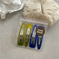 Set of four blue and yellow drip oil BB hair clips in professional handmade packaging - Royal Blue And Grass Green