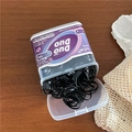 Bulk pack of high-elastic black TPU hair ties for girls in a storage box for styling - Black