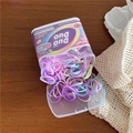 Close-up of high-elastic macaron-colored hair ties for kids in a clear storage box - Light Purple Pink