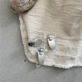 Detail of silver alloy hair clips with heart and emerald-cut faux gemstones - Silver Gray Oval Style (F7.2 Type C 1 Silver Gray Oval Duckbill Clip)